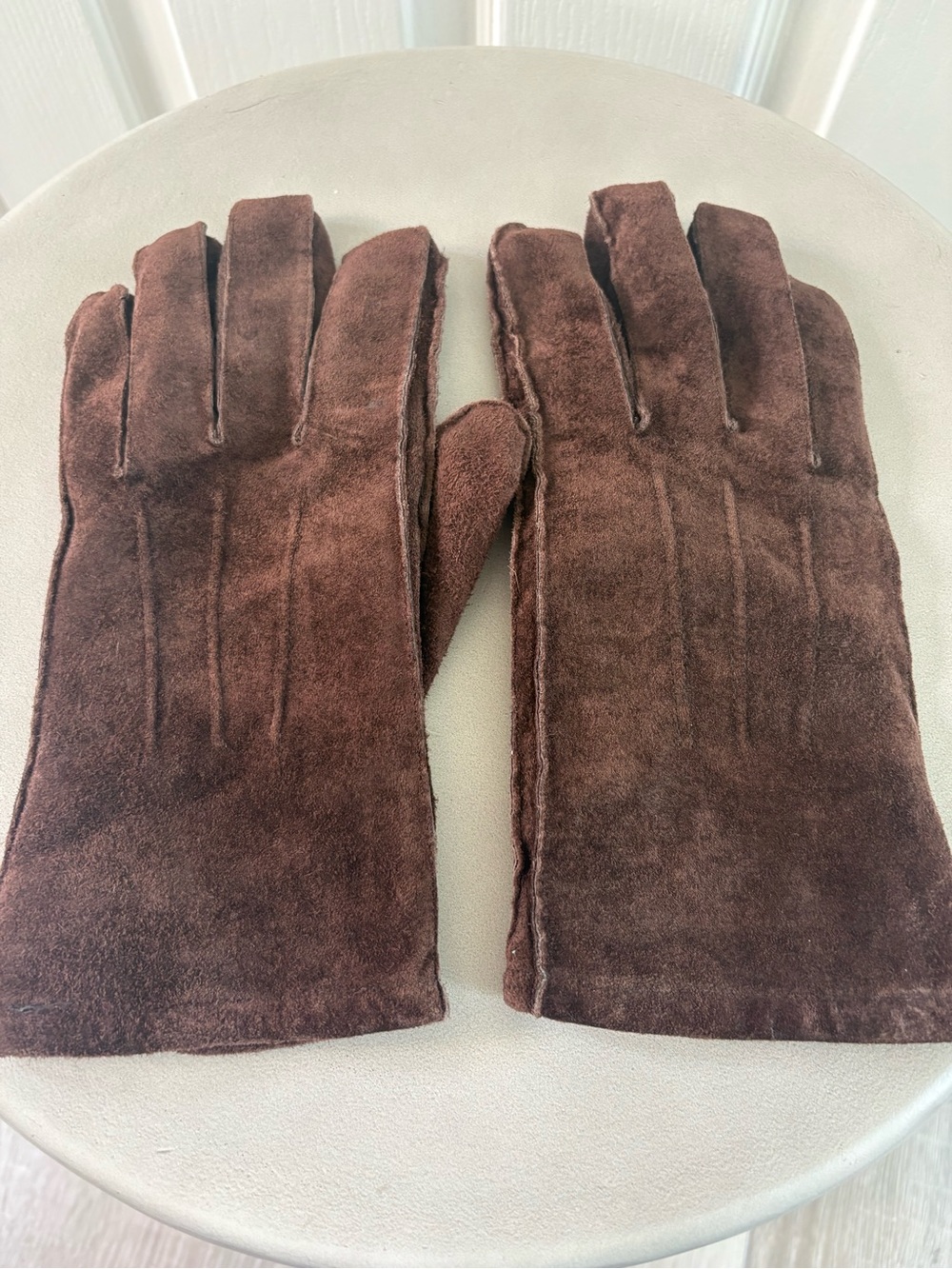 Vintage Brown Suede Gloves | EU Size 8.5 (Med- Large Hand) | Excellent Condition